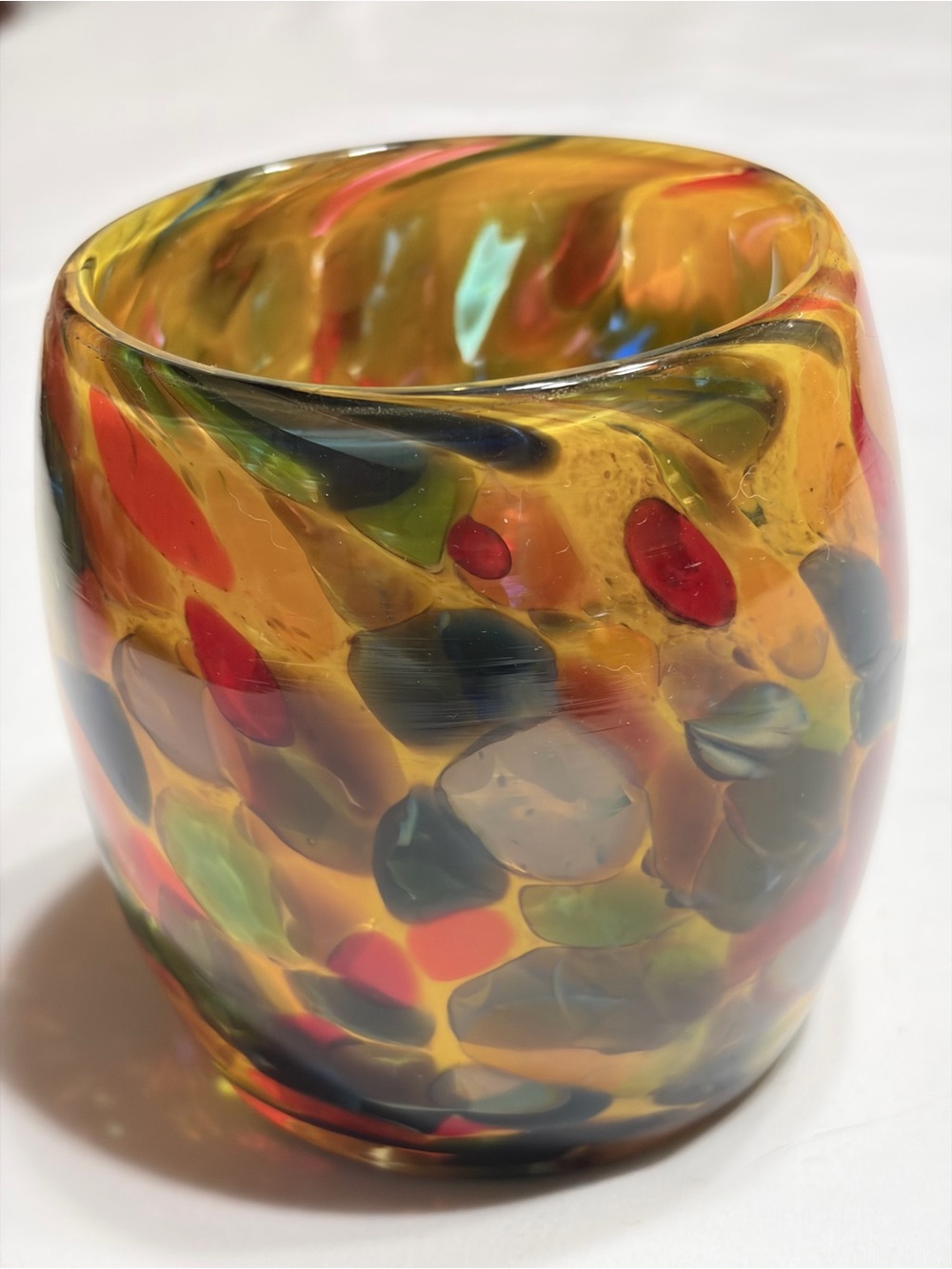Handblown Multicolor Art Glass Vase - Amber & Jewel Tones - Picture 3 of 9